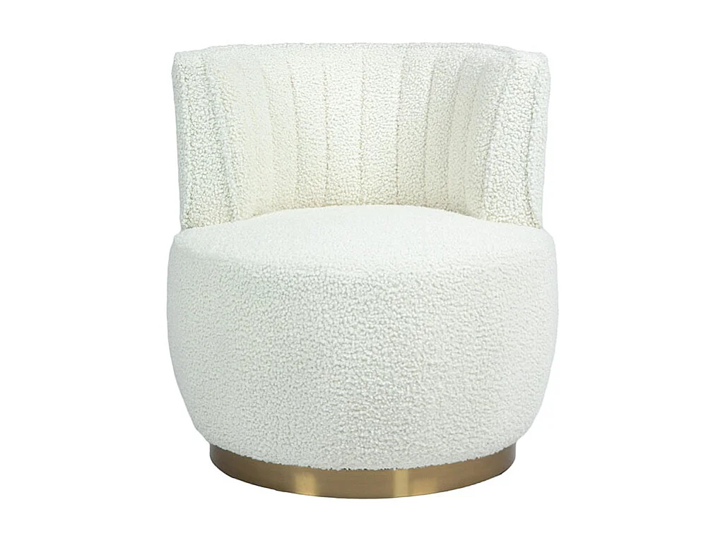 Chaise pivotante à 360 degrés ronde finition en velours doux dossier confortable structure solide blanc