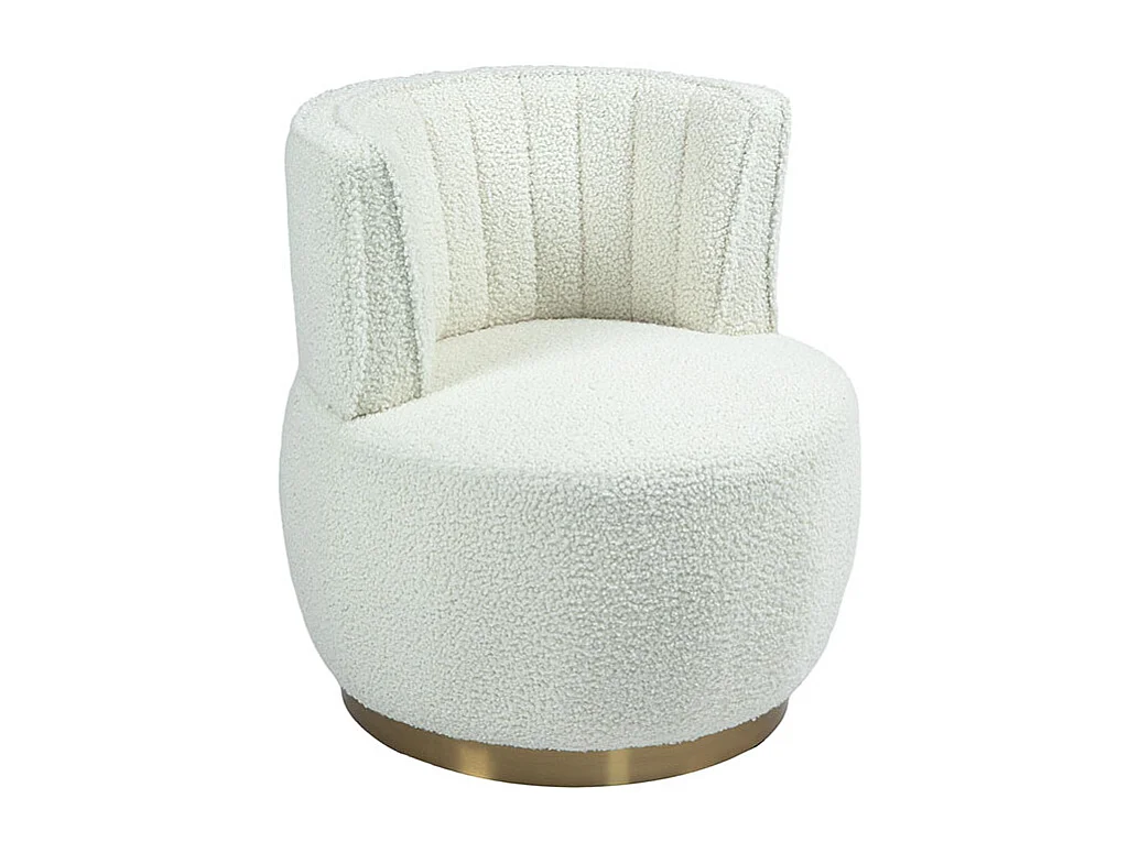 Chaise pivotante à 360 degrés ronde finition en velours doux dossier confortable structure solide blanc