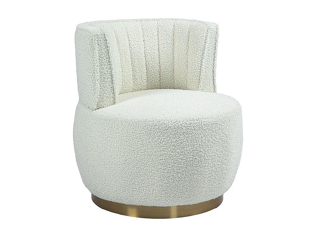 Chaise pivotante à 360 degrés ronde finition en velours doux dossier confortable structure solide blanc