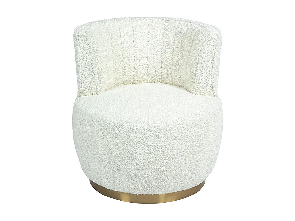 Chaise pivotante à 360 degrés ronde finition en velours doux dossier confortable structure solide blanc