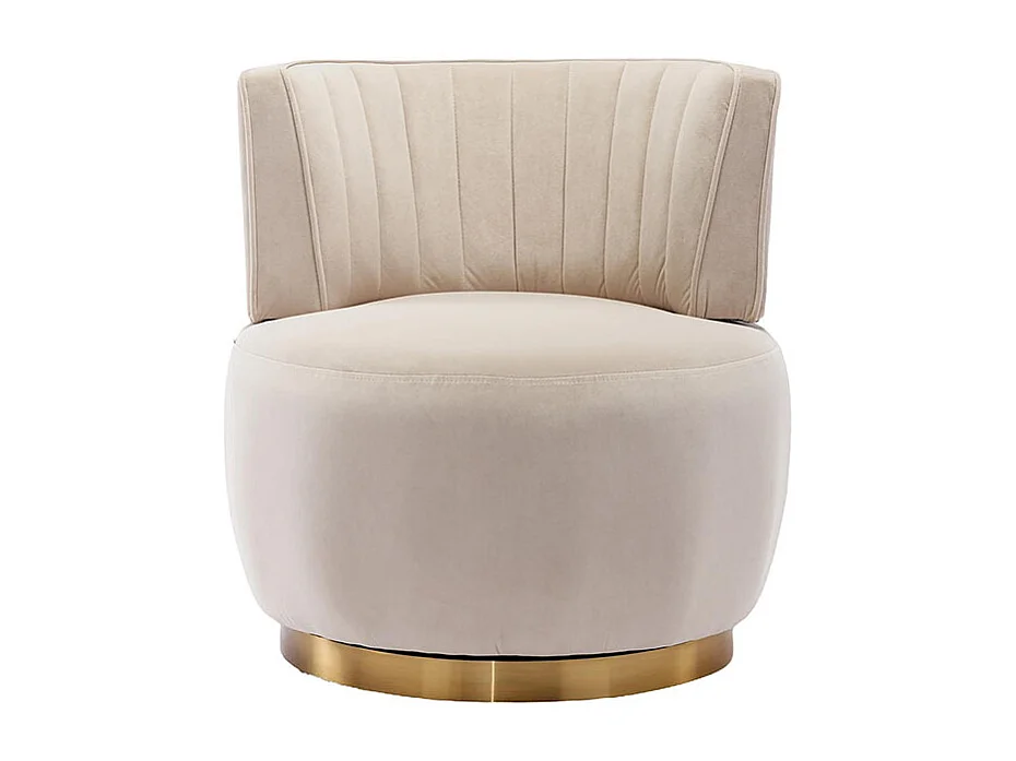 Chaise pivotante à 360 degrés ronde finition en velours doux dossier confortable structure solide beige
