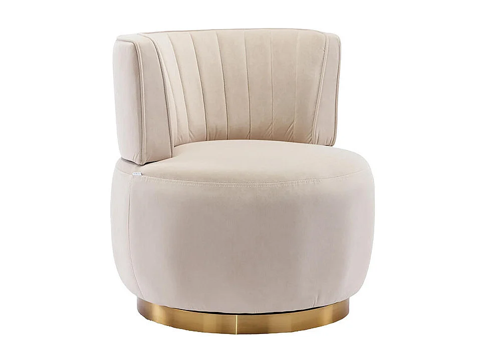 Chaise pivotante à 360 degrés ronde finition en velours doux dossier confortable structure solide beige