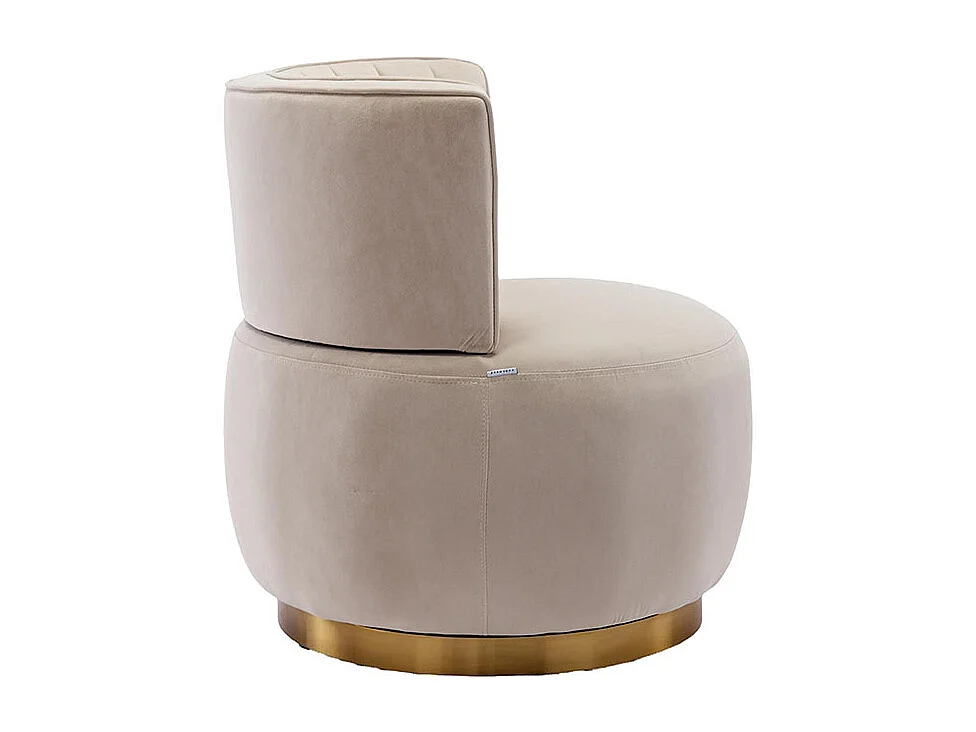 Chaise pivotante à 360 degrés ronde finition en velours doux dossier confortable structure solide beige