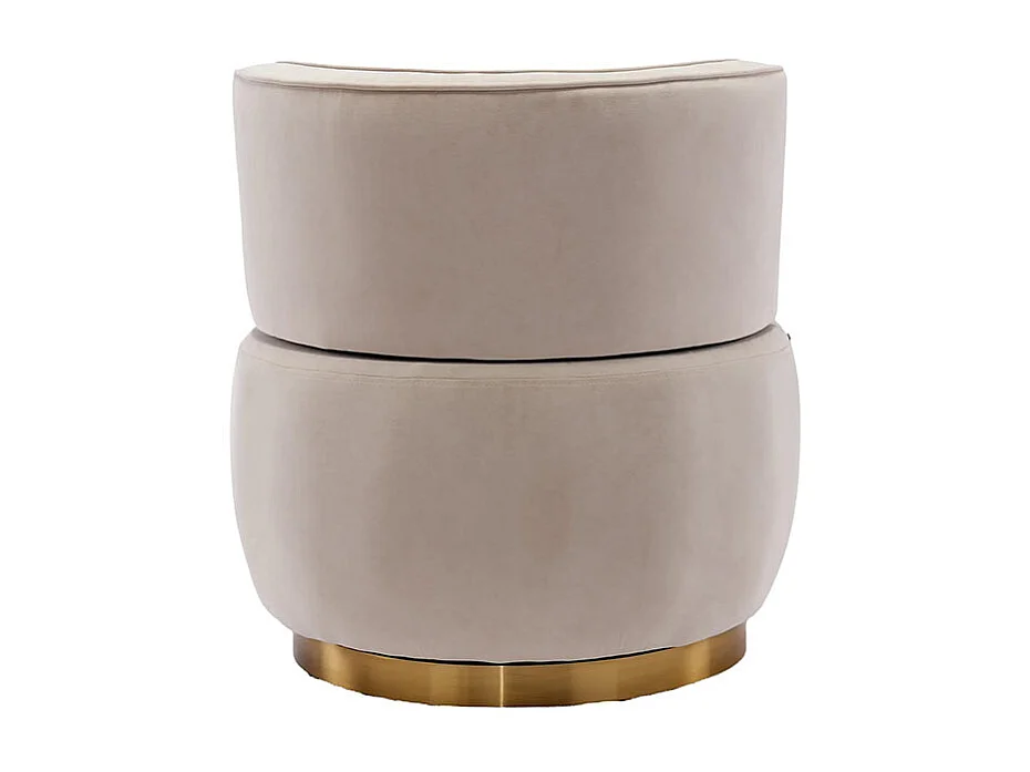 Chaise pivotante à 360 degrés ronde finition en velours doux dossier confortable structure solide beige