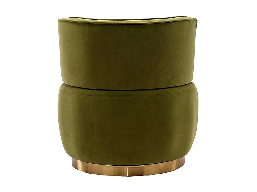 Chaise pivotante à 360 degrés ronde finition en velours doux dossier confortable structure solide vert olive