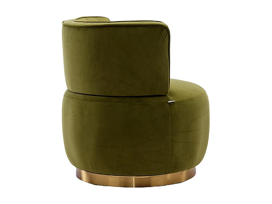 Chaise pivotante à 360 degrés ronde finition en velours doux dossier confortable structure solide vert olive