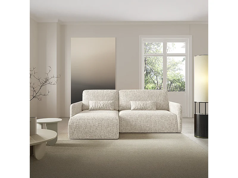 Canapé d'angle réversible et convertible 3 places avec coffre Lazare Gris clair