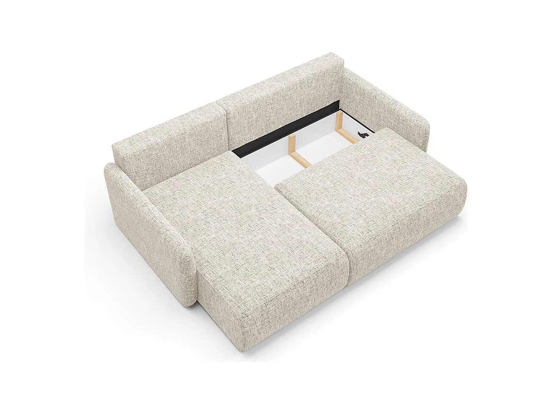 Canapé d'angle réversible et convertible 3 places avec coffre Lazare Gris clair