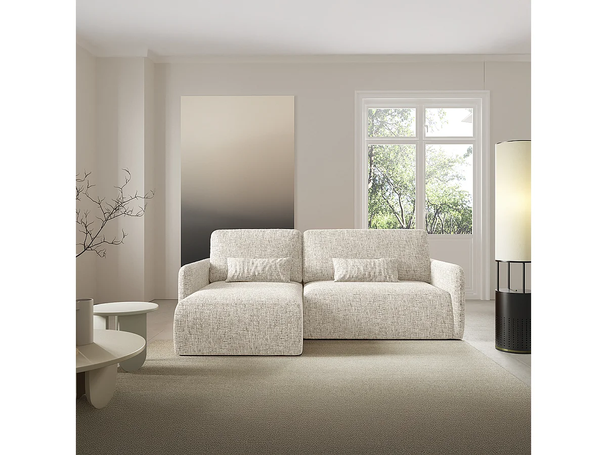 Canapé d'angle réversible et convertible 3 places avec coffre Lazare Gris clair