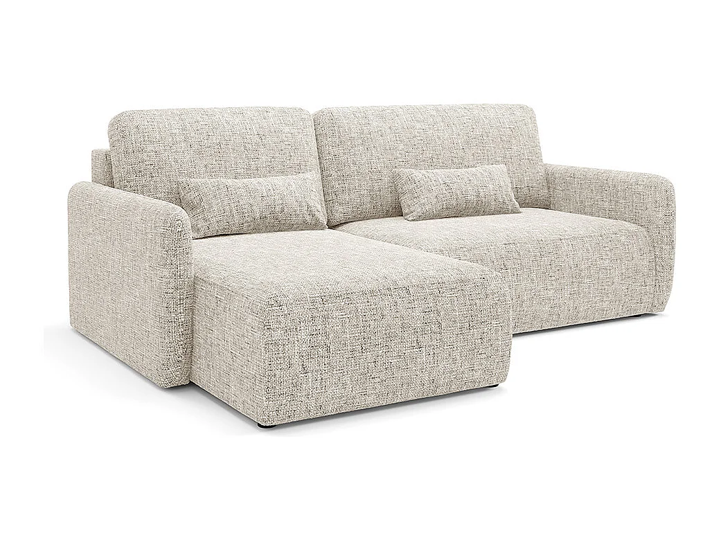 Canapé d'angle réversible et convertible 3 places avec coffre Lazare Gris clair