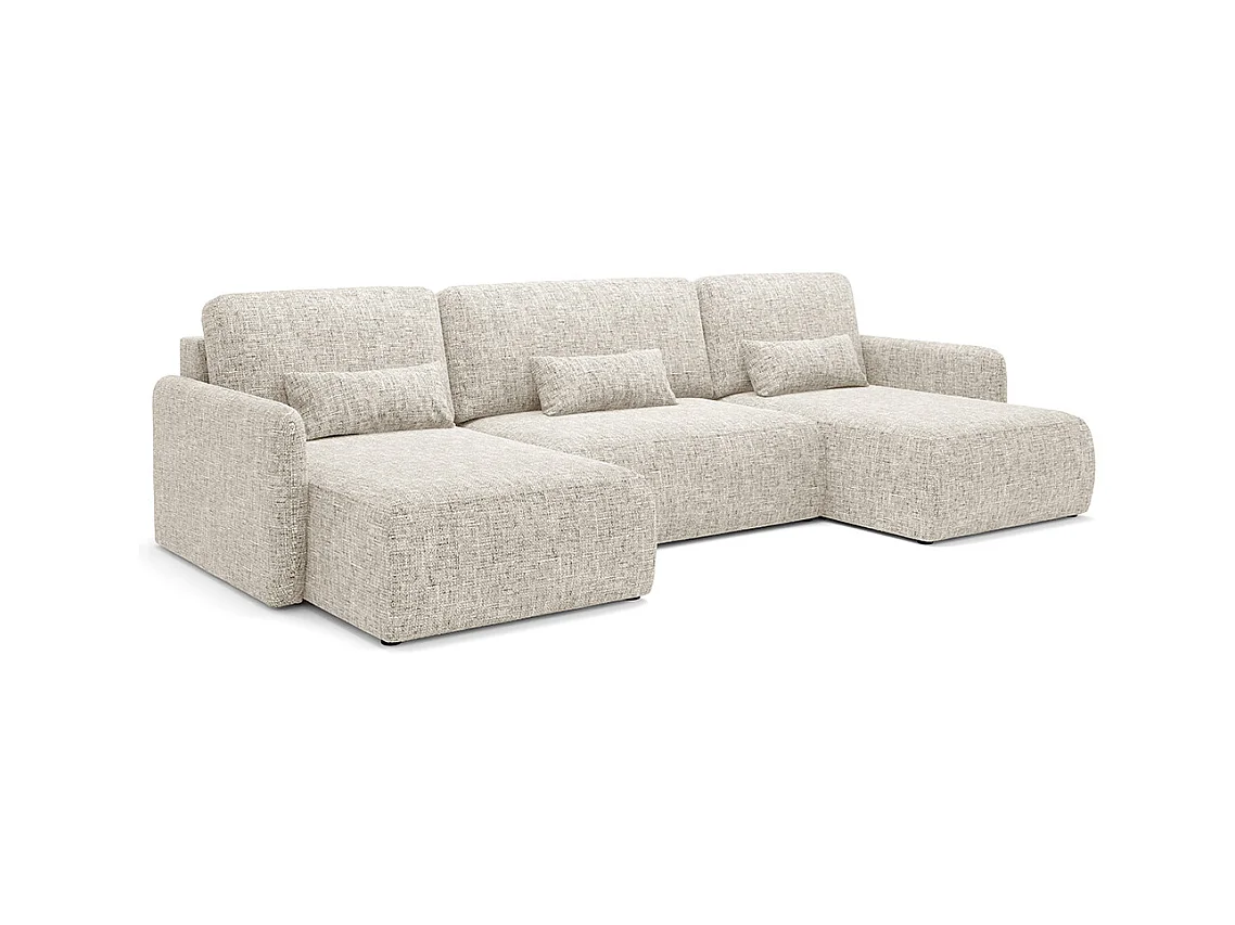 Canapé U convertible 4 places avec coffre Lazare Gris clair