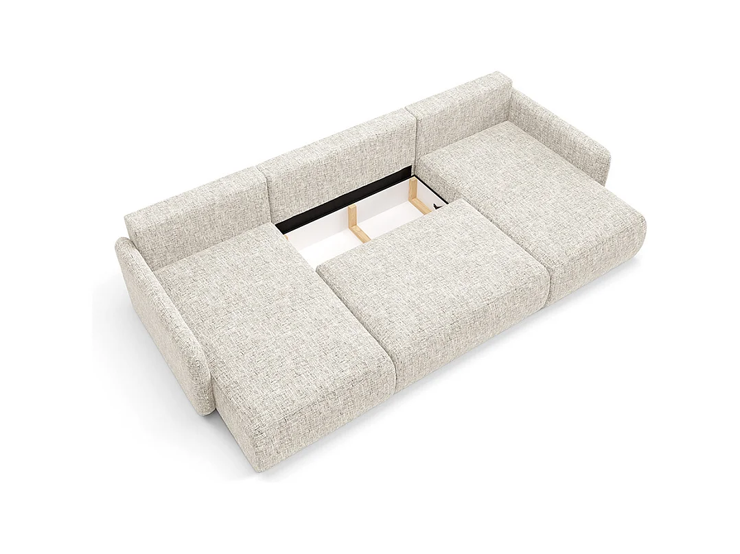 Canapé U convertible 4 places avec coffre Lazare Gris clair