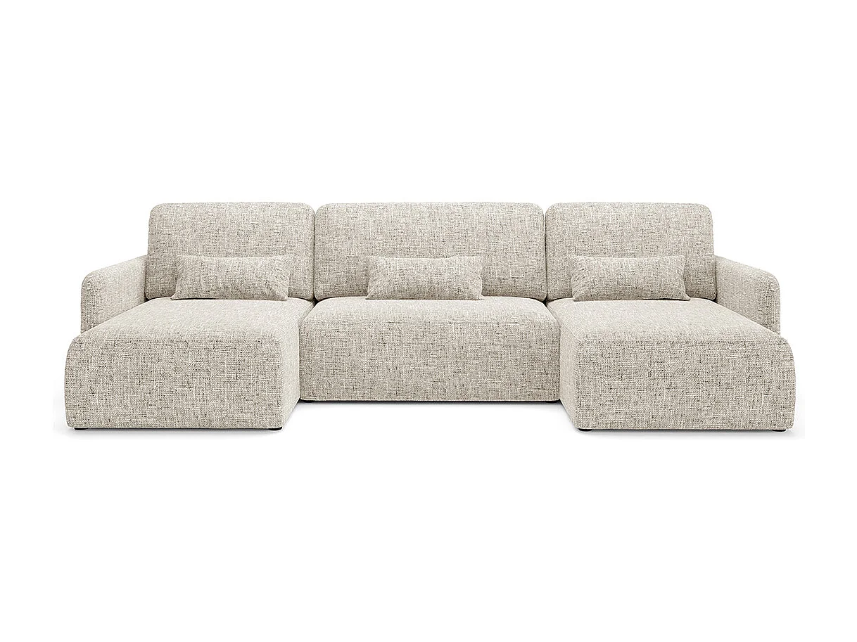 Canapé U convertible 4 places avec coffre Lazare Gris clair