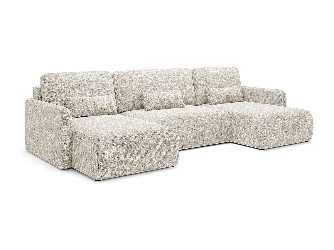 Canapé U convertible 4 places avec coffre Lazare Gris clair