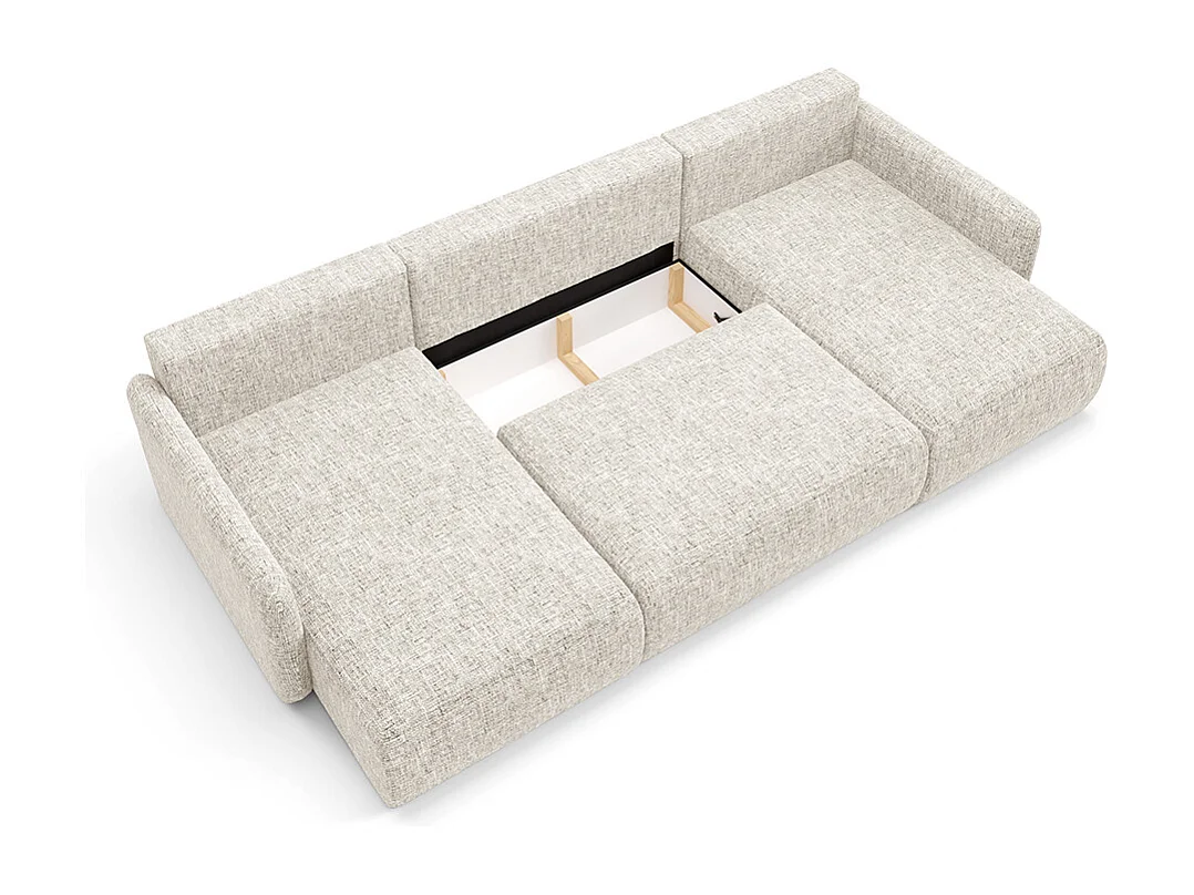 Canapé U convertible 4 places avec coffre Lazare Gris clair