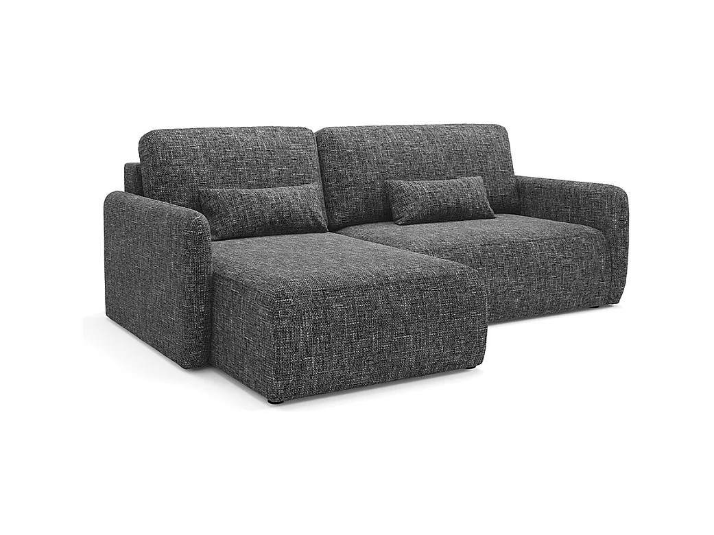 Canapé d'angle réversible et convertible 3 places avec coffre Lazare Gris foncé