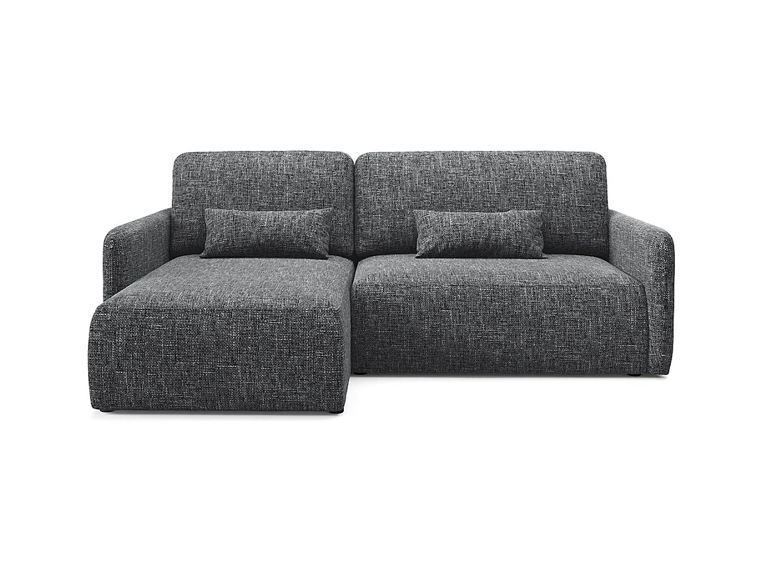 Canapé d'angle réversible et convertible 3 places avec coffre Lazare Gris foncé