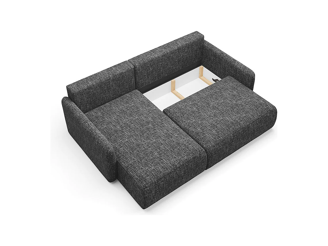 Canapé d'angle réversible et convertible 3 places avec coffre Lazare Gris foncé