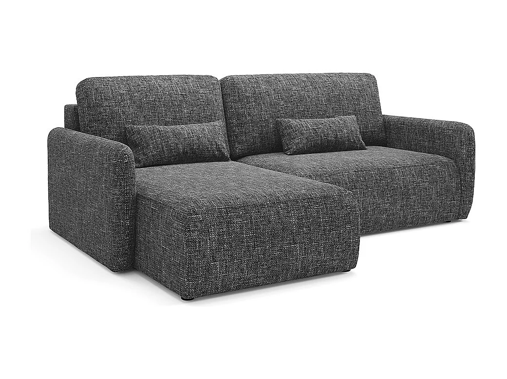 Canapé d'angle réversible et convertible 3 places avec coffre Lazare Gris foncé