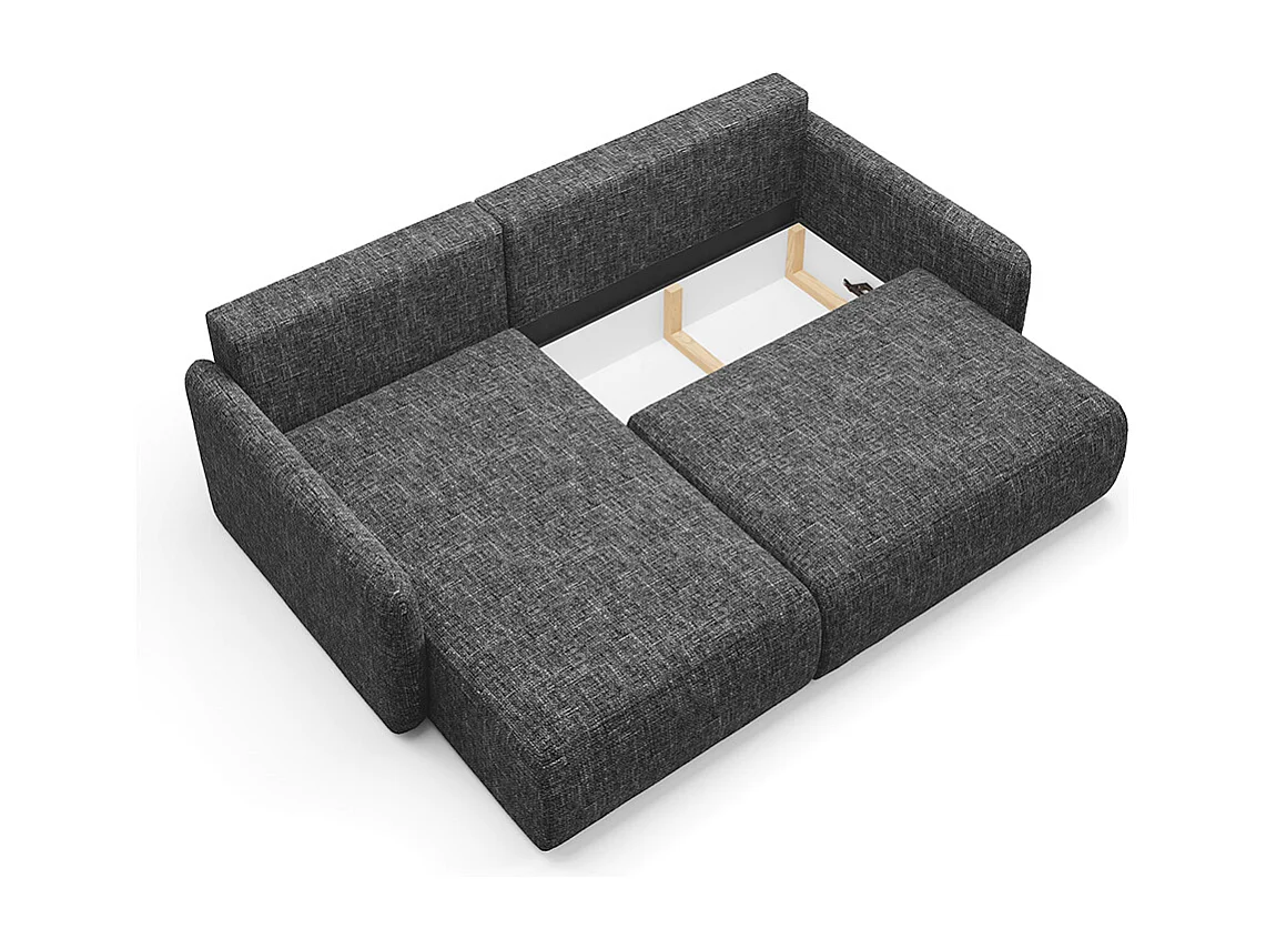 Canapé d'angle réversible et convertible 3 places avec coffre Lazare Gris foncé