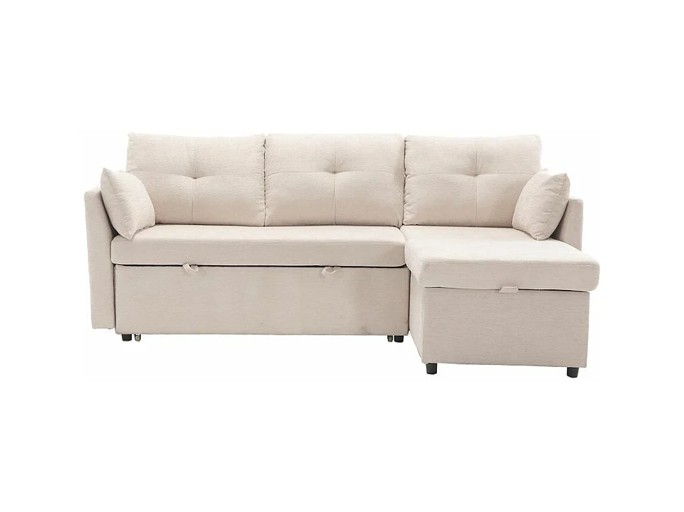 Canapé convertible multifonctionnel avec rangement et lit gigogne avec chaise longue interchangeable canapé modulable en L beige