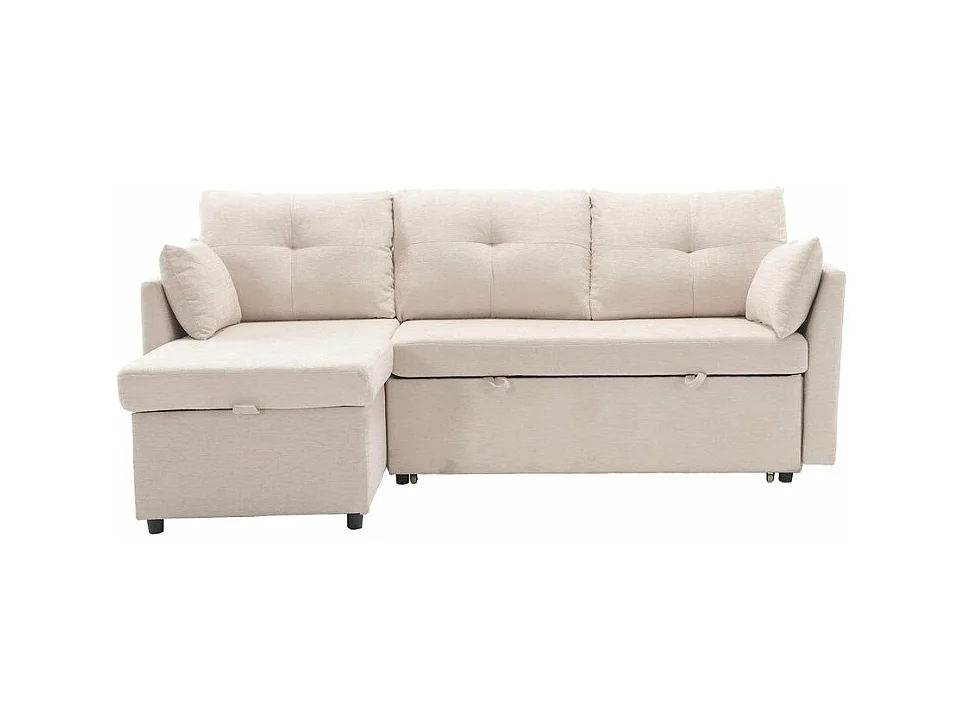 Canapé convertible multifonctionnel avec rangement et lit gigogne avec chaise longue interchangeable canapé modulable en L beige