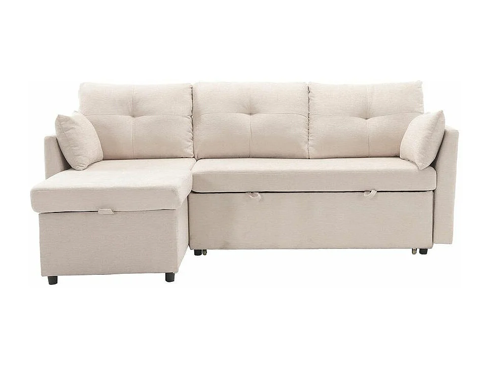 Canapé convertible multifonctionnel avec rangement et lit gigogne avec chaise longue interchangeable canapé modulable en L beige