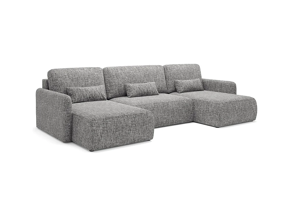 Canapé U convertible 4 places avec coffre Lazare Gris