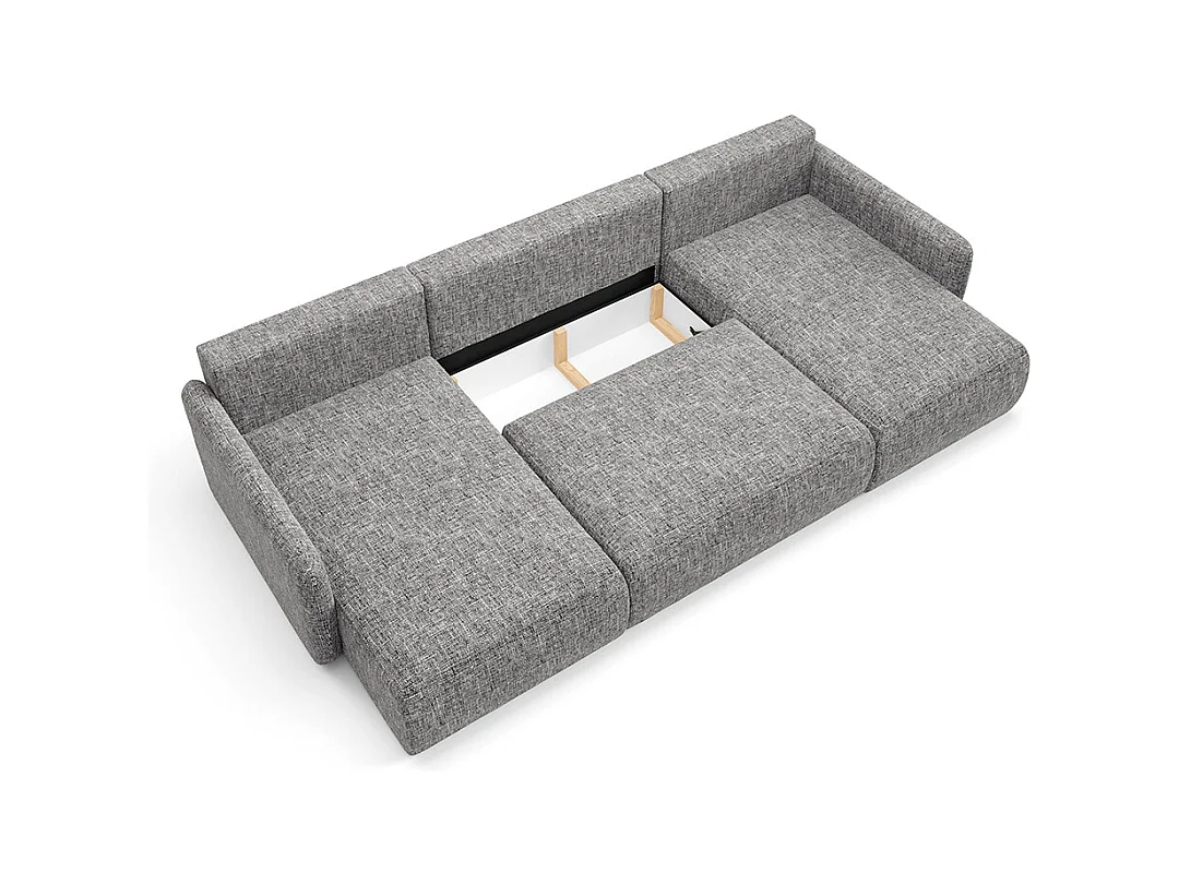 Canapé U convertible 4 places avec coffre Lazare Gris