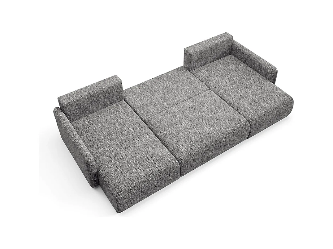 Canapé U convertible 4 places avec coffre Lazare Gris