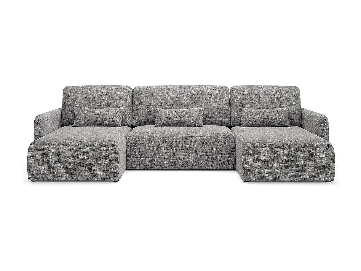 Canapé U convertible 4 places avec coffre Lazare Gris