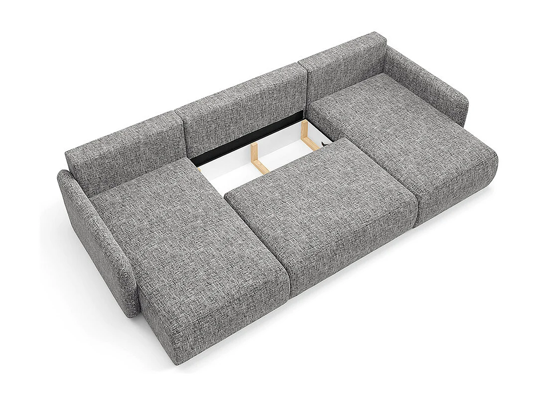 Canapé U convertible 4 places avec coffre Lazare Gris