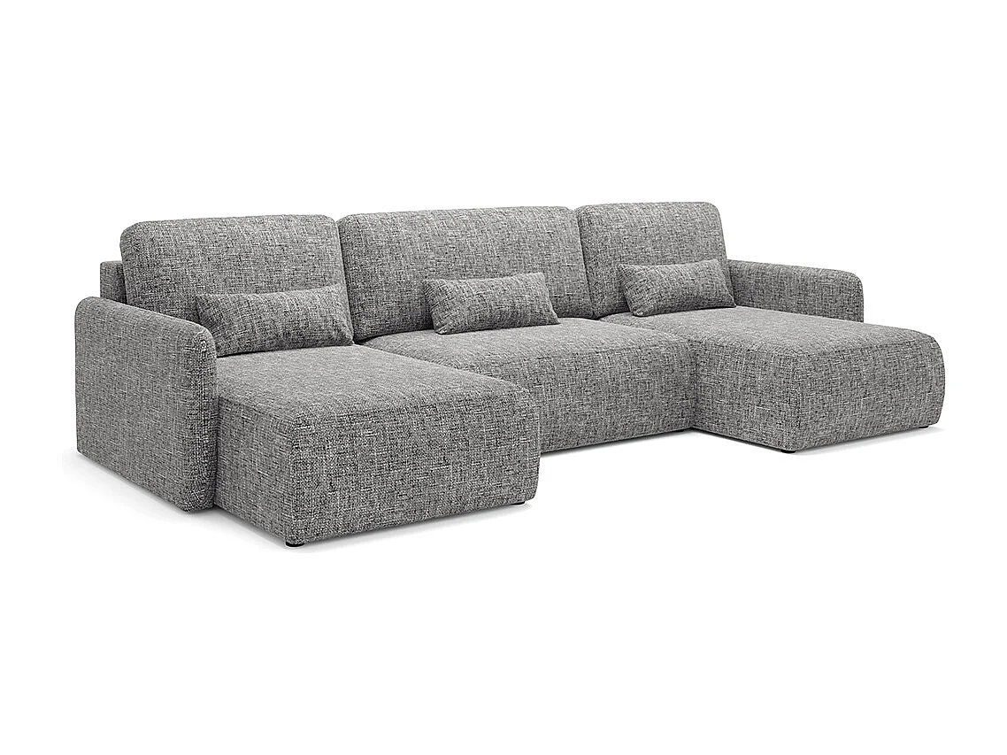 Canapé U convertible 4 places avec coffre Lazare Gris