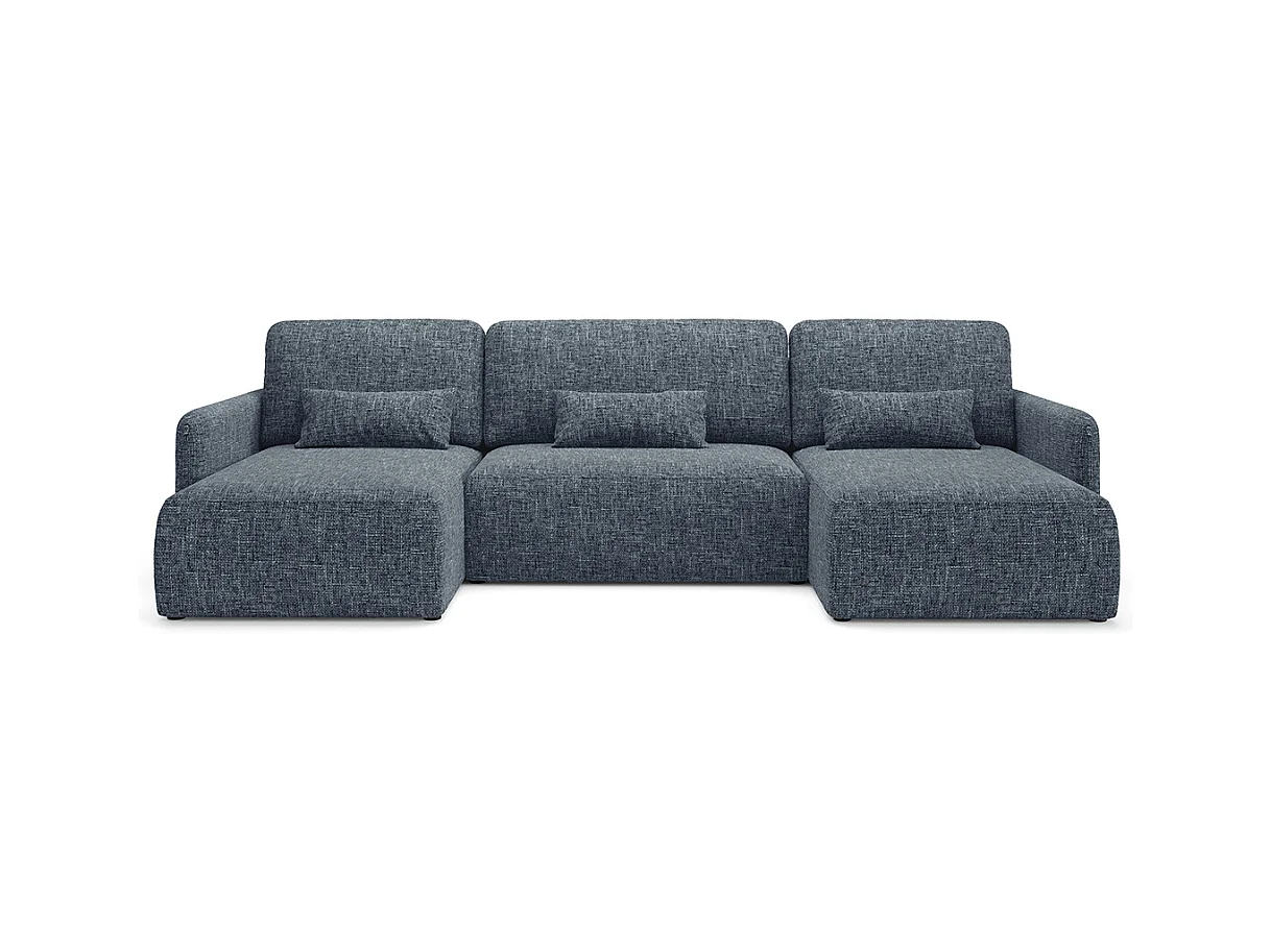 Canapé U convertible 4 places avec coffre Lazare Bleu