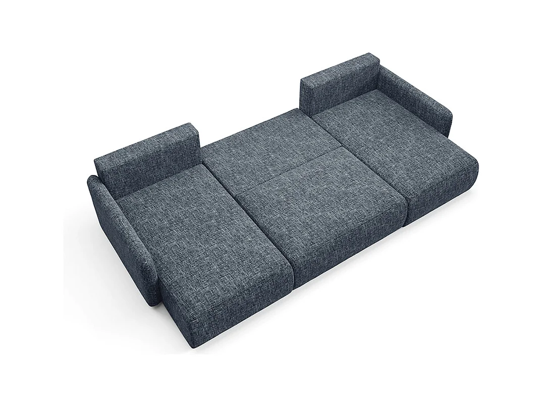 Canapé U convertible 4 places avec coffre Lazare Bleu