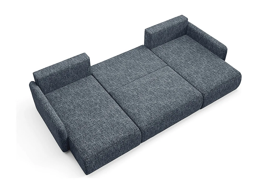 Canapé U convertible 4 places avec coffre Lazare Bleu