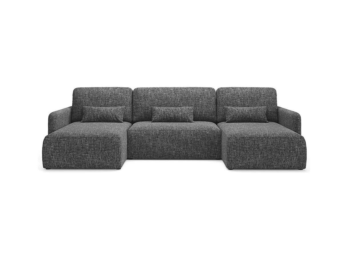 Canapé U convertible 4 places avec coffre Lazare Gris foncé