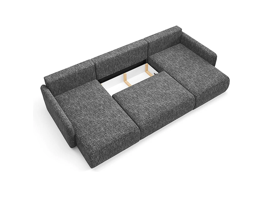 Canapé U convertible 4 places avec coffre Lazare Gris foncé