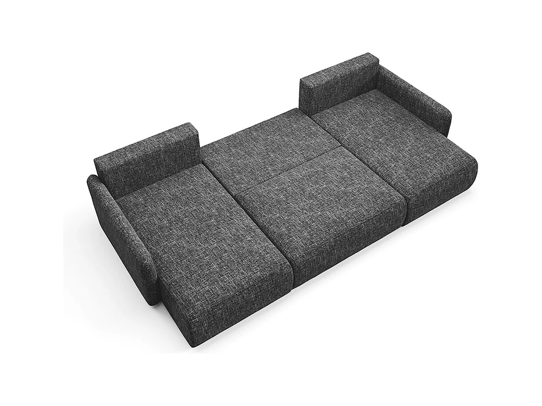 Canapé U convertible 4 places avec coffre Lazare Gris foncé