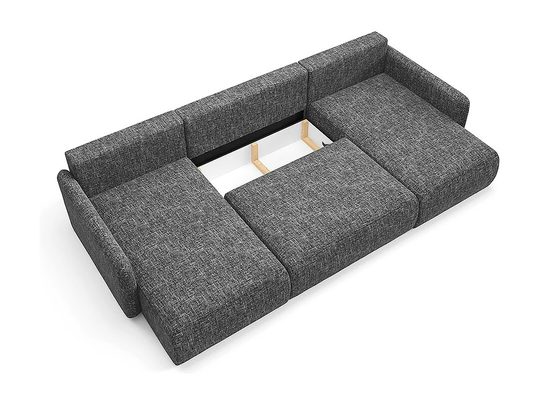 Canapé U convertible 4 places avec coffre Lazare Gris foncé