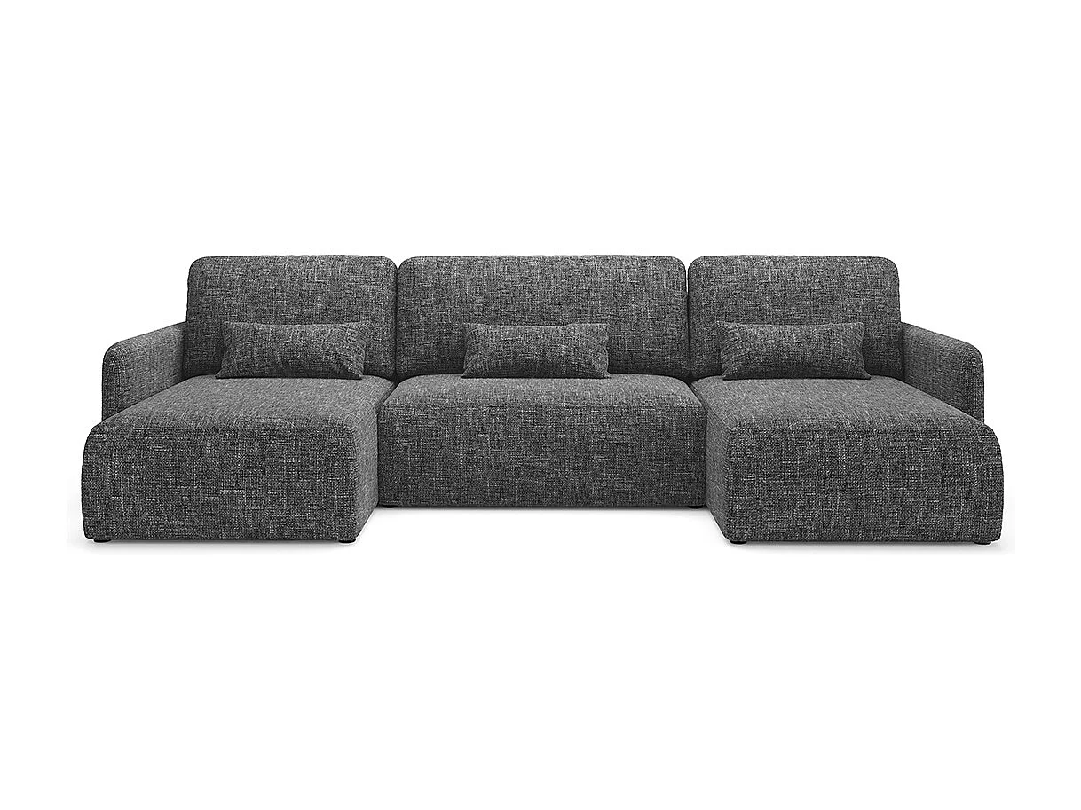 Canapé U convertible 4 places avec coffre Lazare Gris foncé