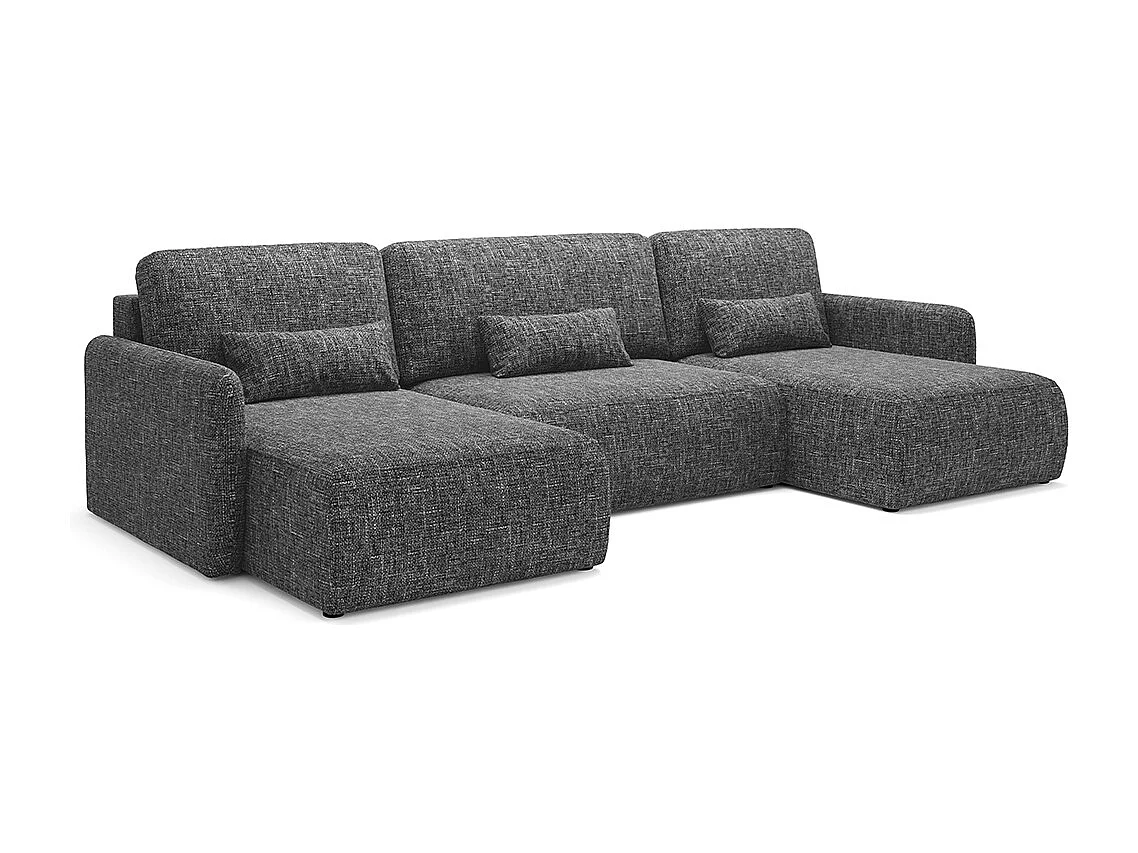 Canapé U convertible 4 places avec coffre Lazare Gris foncé