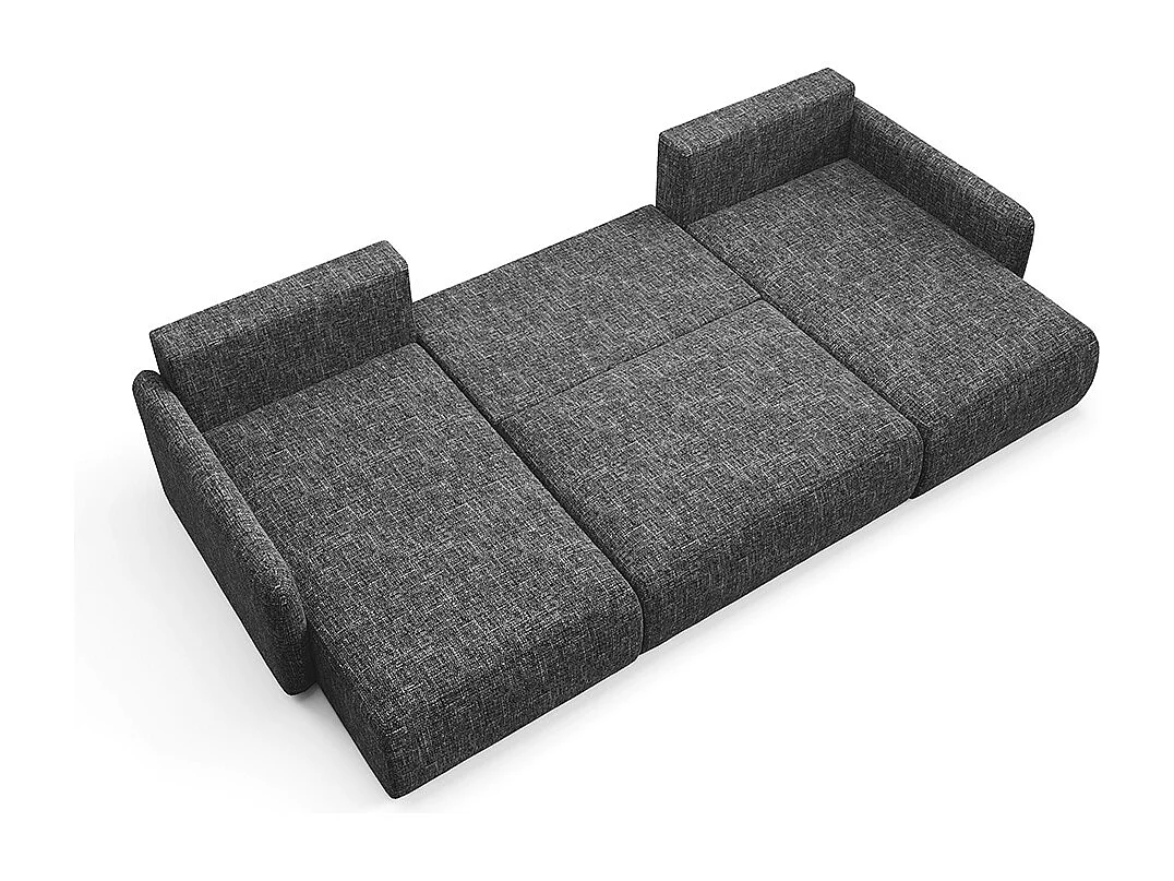 Canapé U convertible 4 places avec coffre Lazare Gris foncé