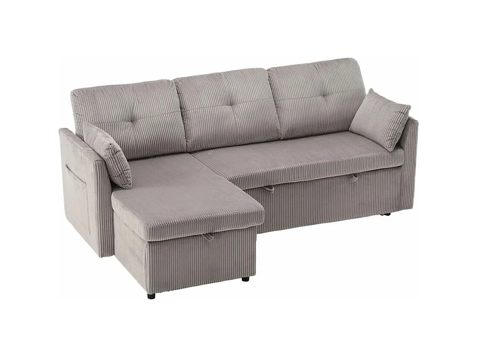 Canapé convertible multifonctionnel avec rangement et lit gigogne avec chaise longue interchangeable canapé modulable en L gris clair