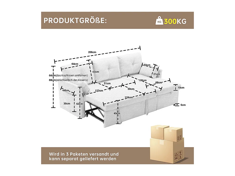 Canapé convertible multifonctionnel avec rangement et lit gigogne avec chaise longue interchangeable canapé modulable en L gris clair