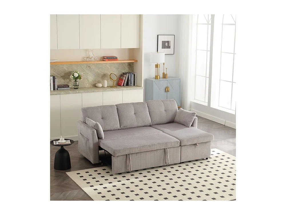 Canapé convertible multifonctionnel avec rangement et lit gigogne avec chaise longue interchangeable canapé modulable en L gris clair
