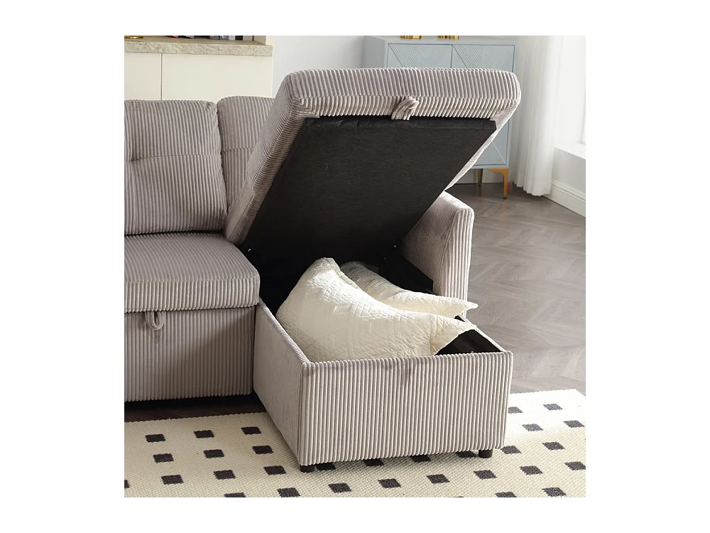 Canapé convertible multifonctionnel avec rangement et lit gigogne avec chaise longue interchangeable canapé modulable en L gris clair