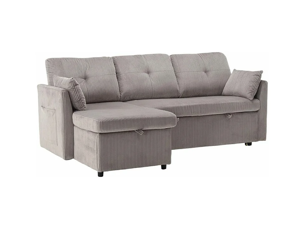 Canapé convertible multifonctionnel avec rangement et lit gigogne avec chaise longue interchangeable canapé modulable en L gris clair