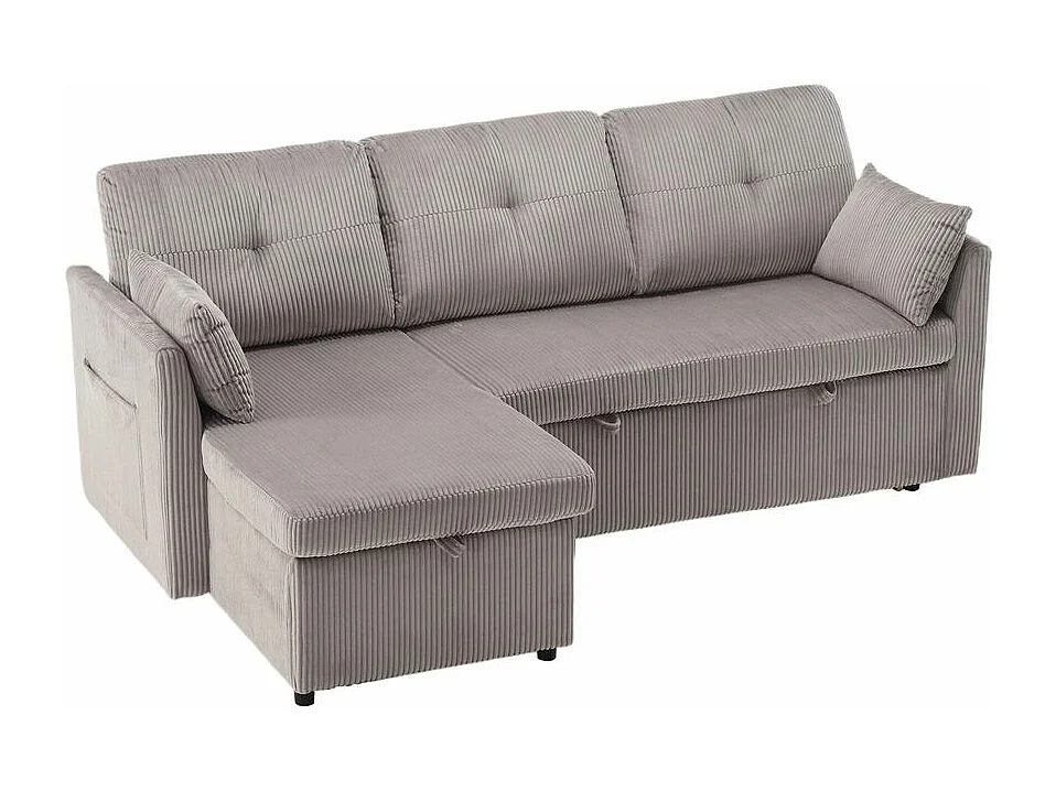 Canapé convertible multifonctionnel avec rangement et lit gigogne avec chaise longue interchangeable canapé modulable en L gris clair