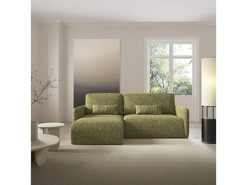 Canapé d'angle réversible et convertible 3 places avec coffre Lazare Vert